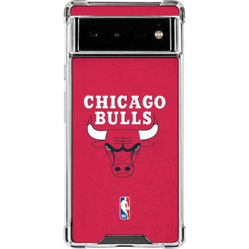 NBA Chicago Bulls Red Distressed Google Pixel 6 Clear Case